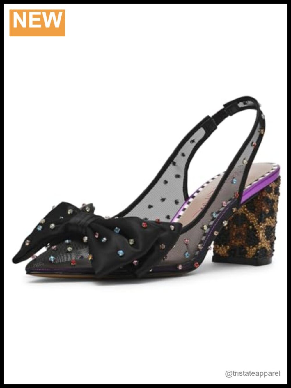 Leopard Mesh Slingback Pump with Pearl Bow